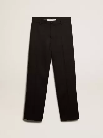 Pantalones de esmoquin para hombre en gabardina de lana negra