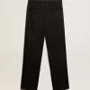 Pantalones de esmoquin para hombre en gabardina de lana negra