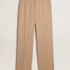 Pantalones de gabardina de lana para hombre en color arena