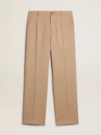 Pantalones de gabardina de lana para hombre en color arena
