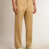 Pantalones de gabardina de lana para hombre en color arena