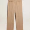 Pantalones de gabardina de lana para hombre en color arena