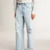Pantalones de hombre en denim con efecto desgastado Pantalones de hombre en denim con efecto desgastado
