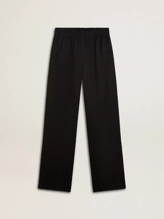 Pantalones de jogging ligeros de lana negra para mujer