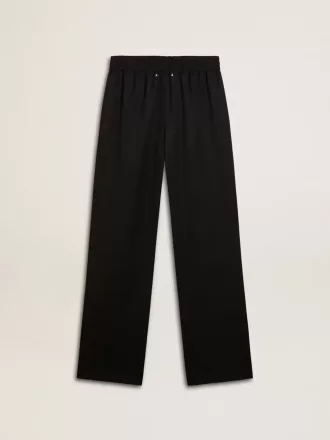 Pantalones de jogging ligeros de lana negra para mujer