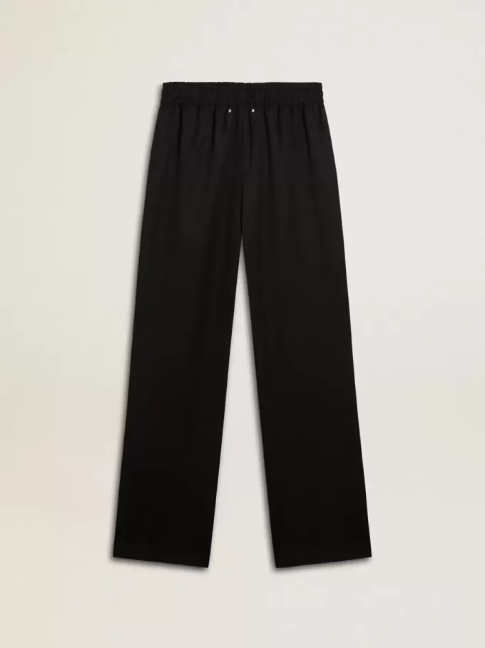 Pantalones de jogging ligeros de lana negra para mujer