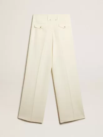 Pantalones de jogging para mujer en mezcla de lana blanca envejecida