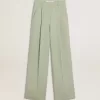 Pantalones de mujer de lana verde salvia