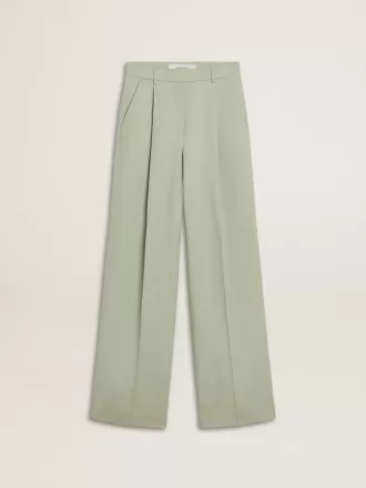 Pantalones de mujer de lana verde salvia