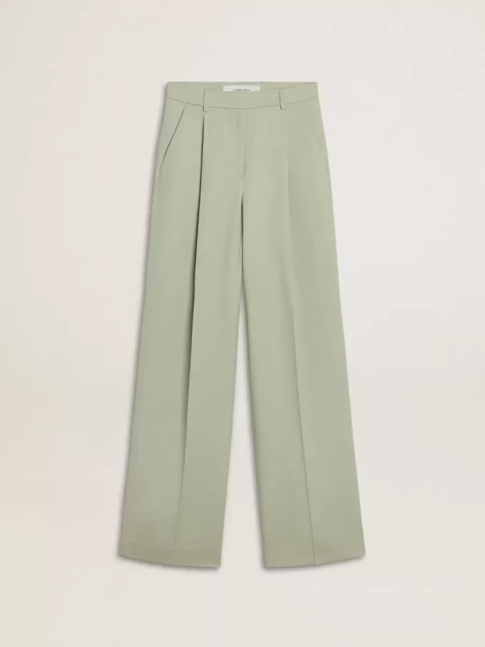 Pantalones de mujer de lana verde salvia