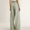 Pantalones de mujer de lana verde salvia
