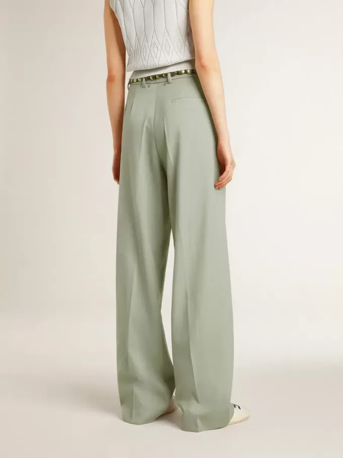 Pantalones de mujer de lana verde salvia
