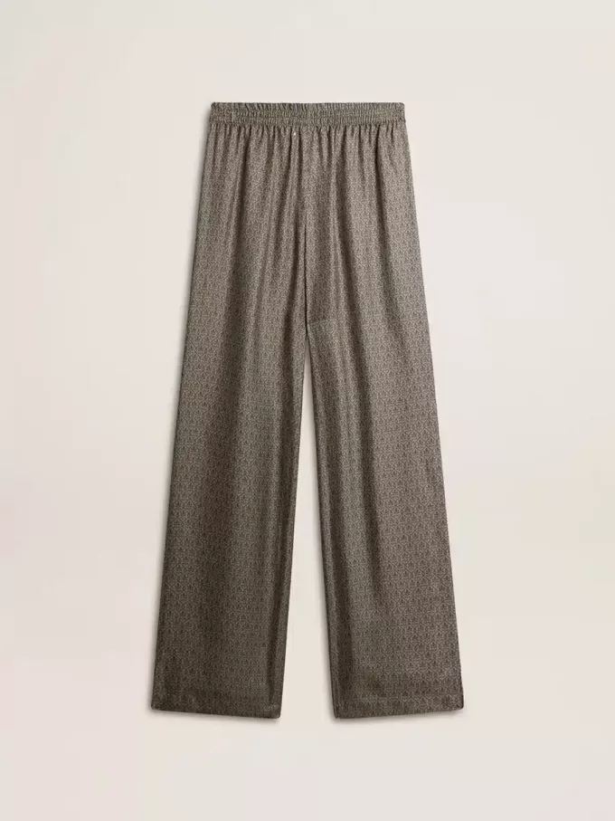 Pantalones de mujer de viscosa y seda con estampado floral