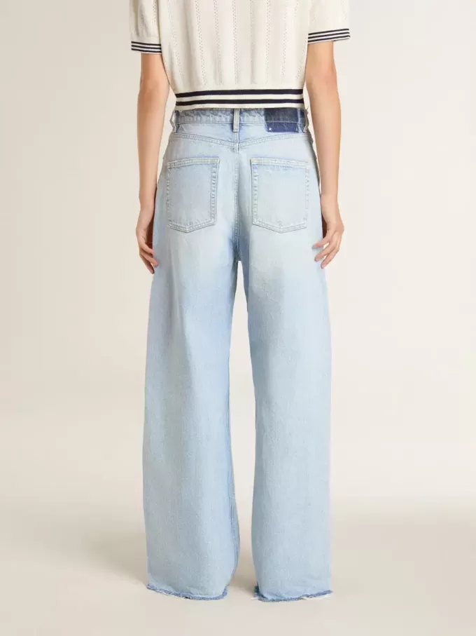 Pantalones de mujer en denim con efecto desgastado