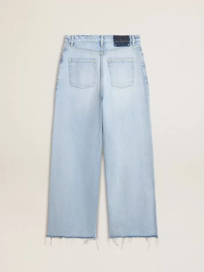 Pantalones de mujer en denim con efecto desgastado