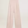Pantalones de mujer en tejido de lana rosa entallado