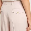 Pantalones de mujer en tejido de lana rosa entallado