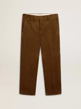 Pantalones de pana verde oliva oscuro para hombre