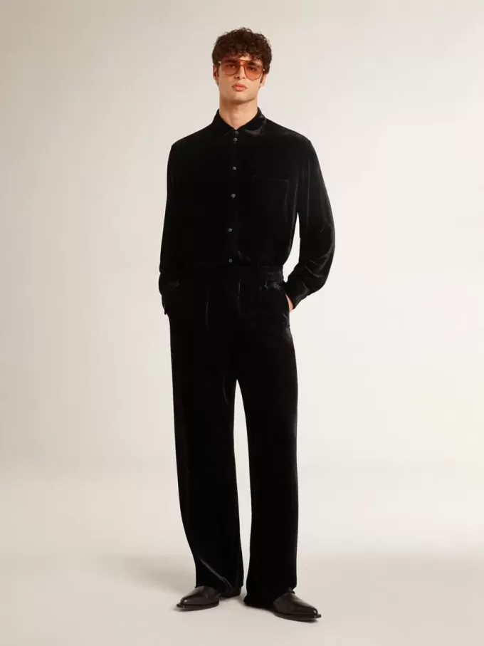 Pantalones de terciopelo negro para hombre Pantalones de terciopelo negro para hombre