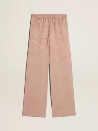 Pantalones de viscosa rosa con estampado floral para mujer Pantalones de viscosa rosa con estampado floral para mujer