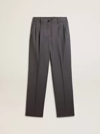 Pantalones holgados de mujer en lana azul celeste