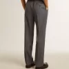 Pantalones holgados de mujer en lana azul celeste