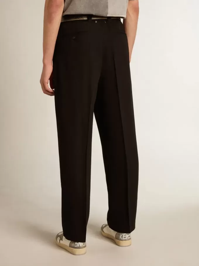 Pantalones negros de mezcla de lana y viscosa Pantalones negros de mezcla de lana y viscosa