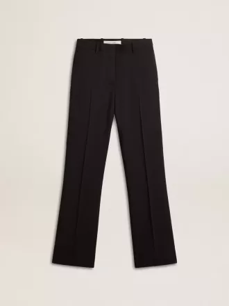 Pantalones negros suaves para mujer en mezcla de lana