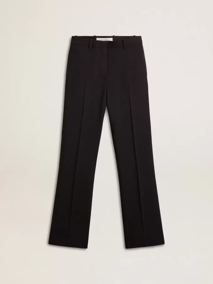 Pantalones negros suaves para mujer en mezcla de lana Pantalones negros suaves para mujer en mezcla de lana