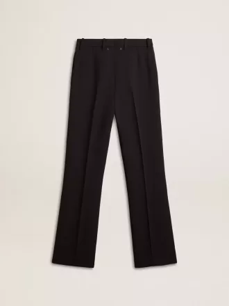 Pantalones negros suaves para mujer en mezcla de lana