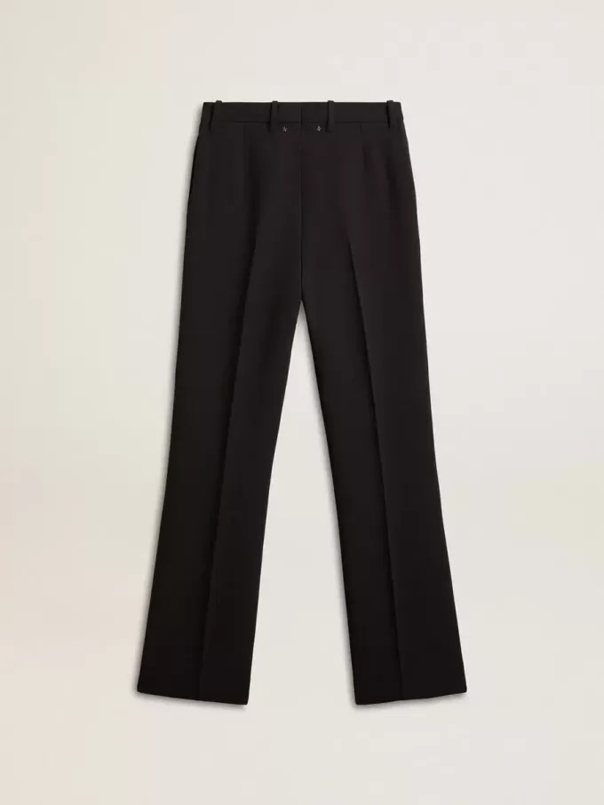 Pantalones negros suaves para mujer en mezcla de lana Pantalones negros suaves para mujer en mezcla de lana