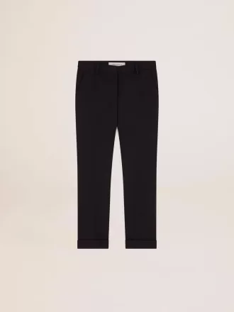 Pantalones pitillo de lana azul oscuro para mujer