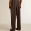Pantalones suaves para hombre en lana gris antracita