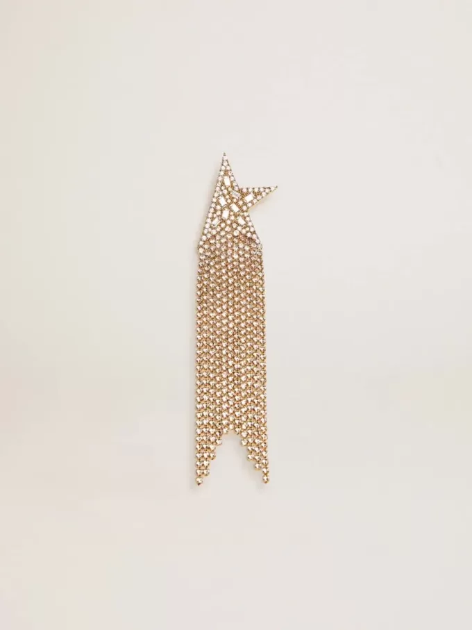 Pendiente individual para mujer en color oro antiguo con cristales decorativos