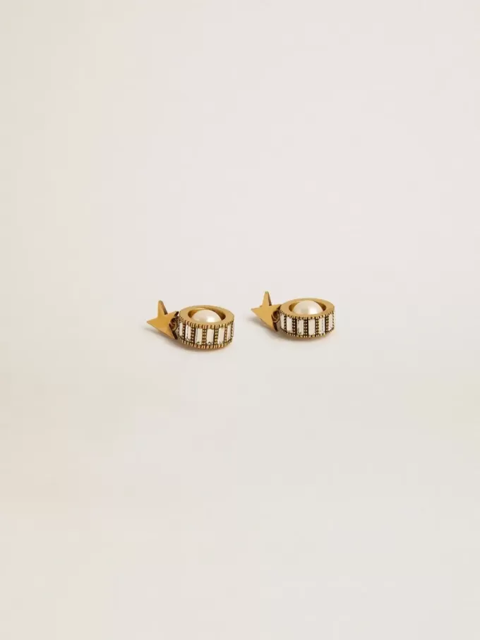 Pendientes con estrella dorada y perla