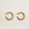Pendientes de aro con cadena y eslabones trenzados en color oro antiguo Pendientes de aro con cadena y eslabones trenzados en color oro antiguo