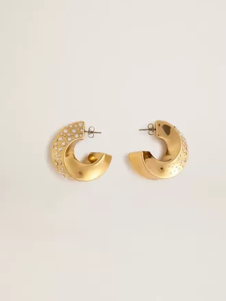 Pendientes de aro dorados con cristales