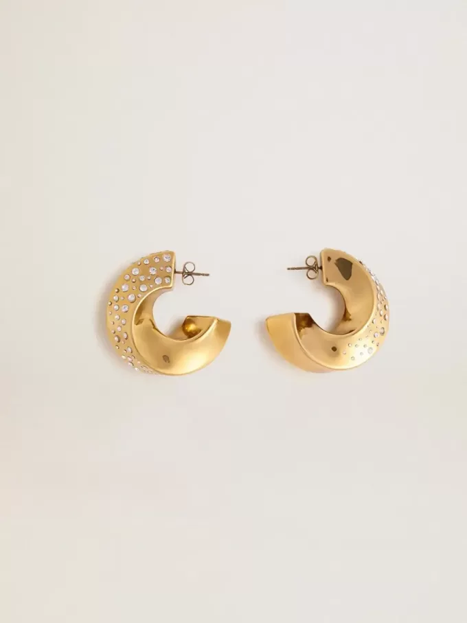 Pendientes de aro dorados con cristales