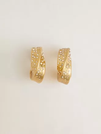 Pendientes de aro dorados con cristales