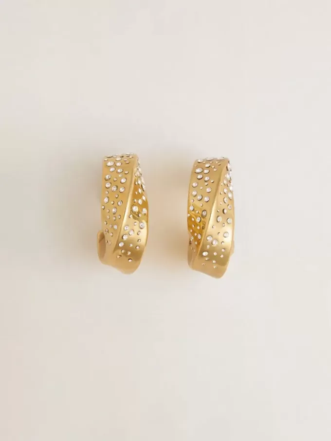 Pendientes de aro dorados con cristales