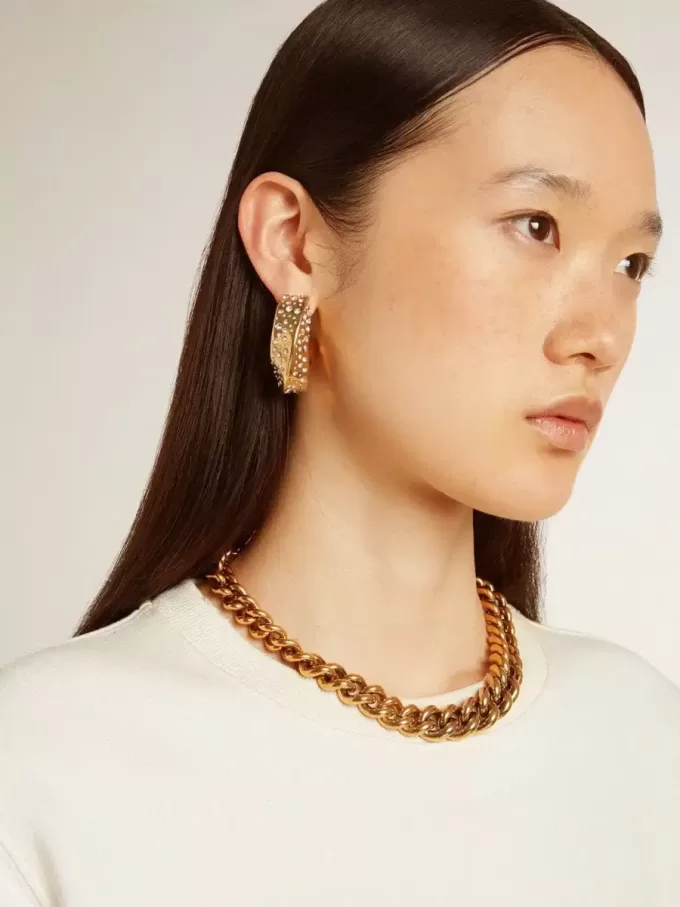 Pendientes de aro dorados con cristales