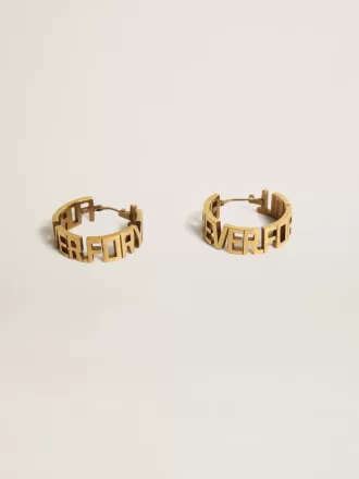 Pendientes de aro en color oro antiguo con la inscripción «Forever For You»