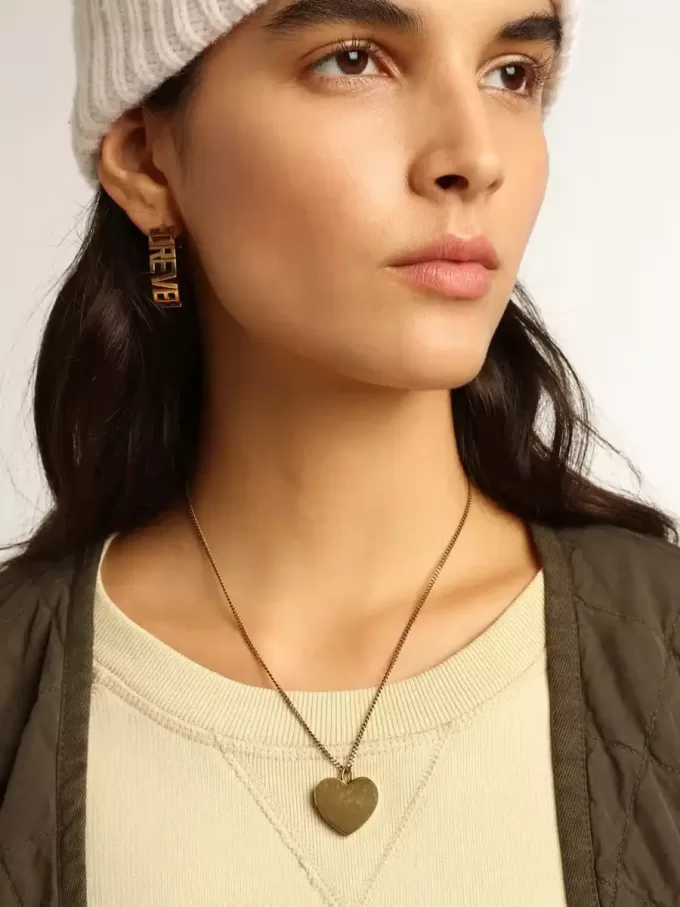 Pendientes de aro en color oro antiguo con la inscripción «Forever For You»