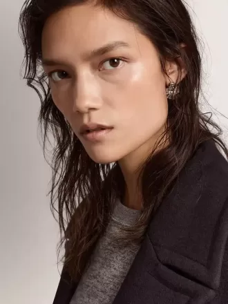 Pendientes de botón Déco para mujer en color oro antiguo con cristales