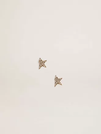 Pendientes de botón para mujer en color oro antiguo con cristales