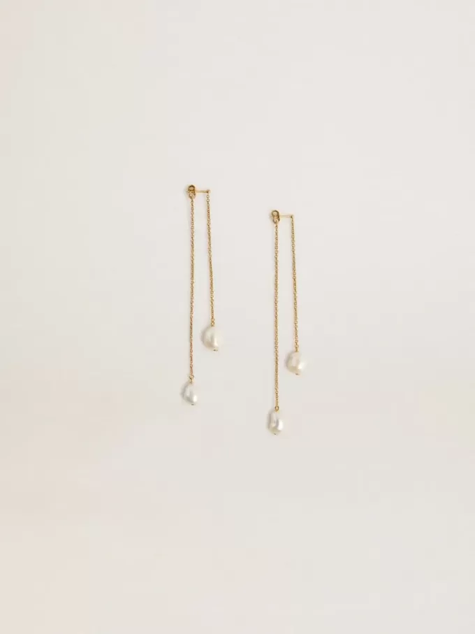 Pendientes largos con perlas