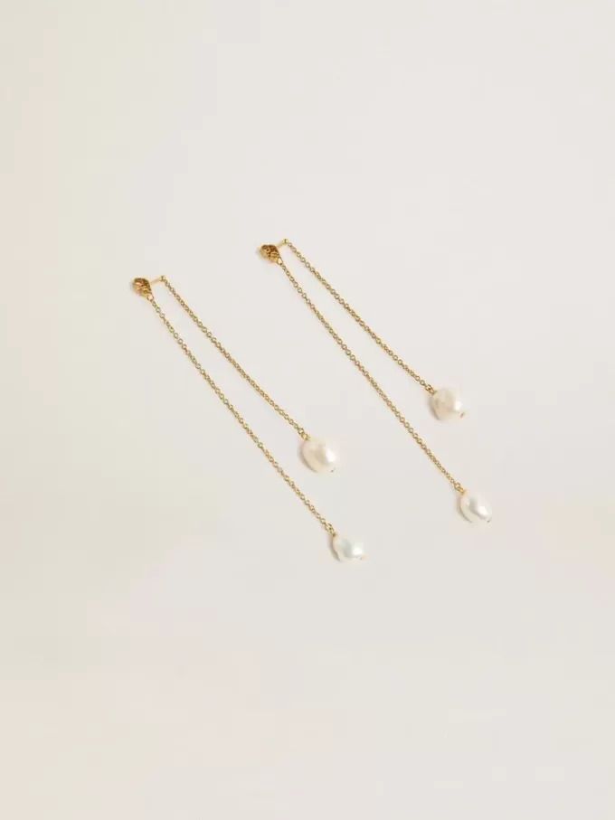 Pendientes largos con perlas