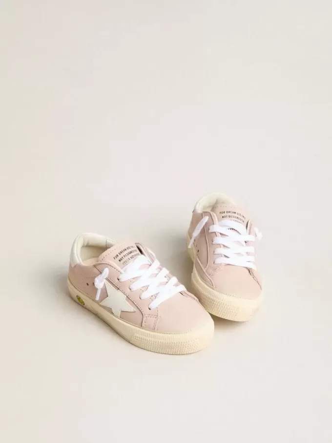 Pink May Teen con estrella de cuero blanco