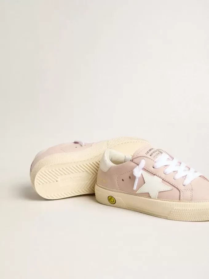 Pink May Teen con estrella de cuero blanco