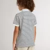 Polo blanco de algodón para niño con rayas azul marino y bordado Polo blanco de algodón para niño con rayas azul marino y bordado